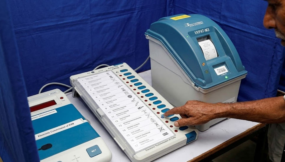 A person casting vote in EVM