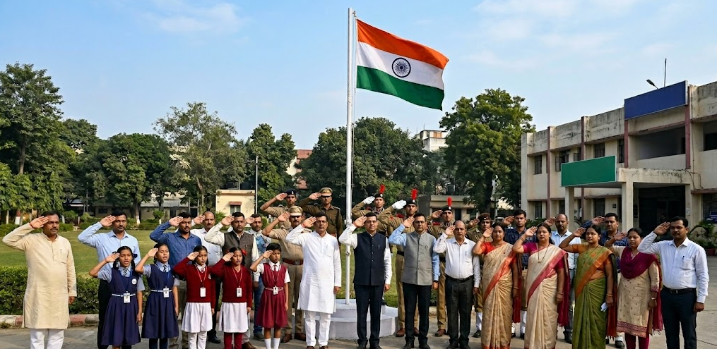 Group of People saluting National Flag